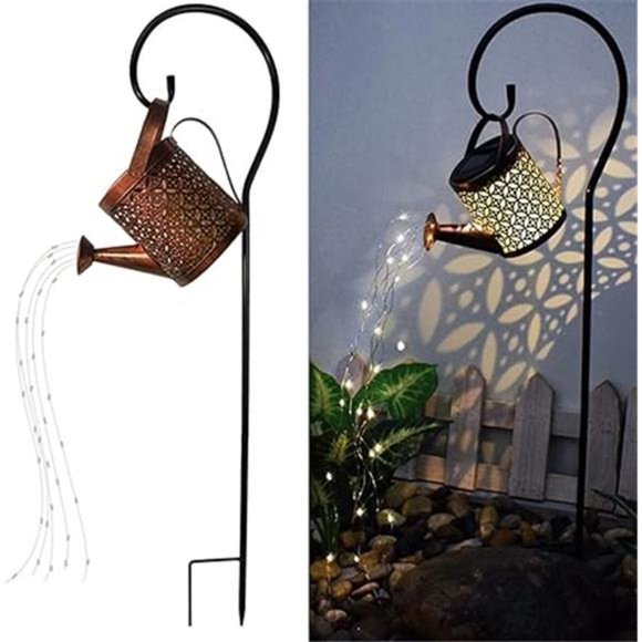Solar Lanterns Outdoor Waterproof,Metal Watering Can Garden Decor,Hanging - Picture 7 of 7
